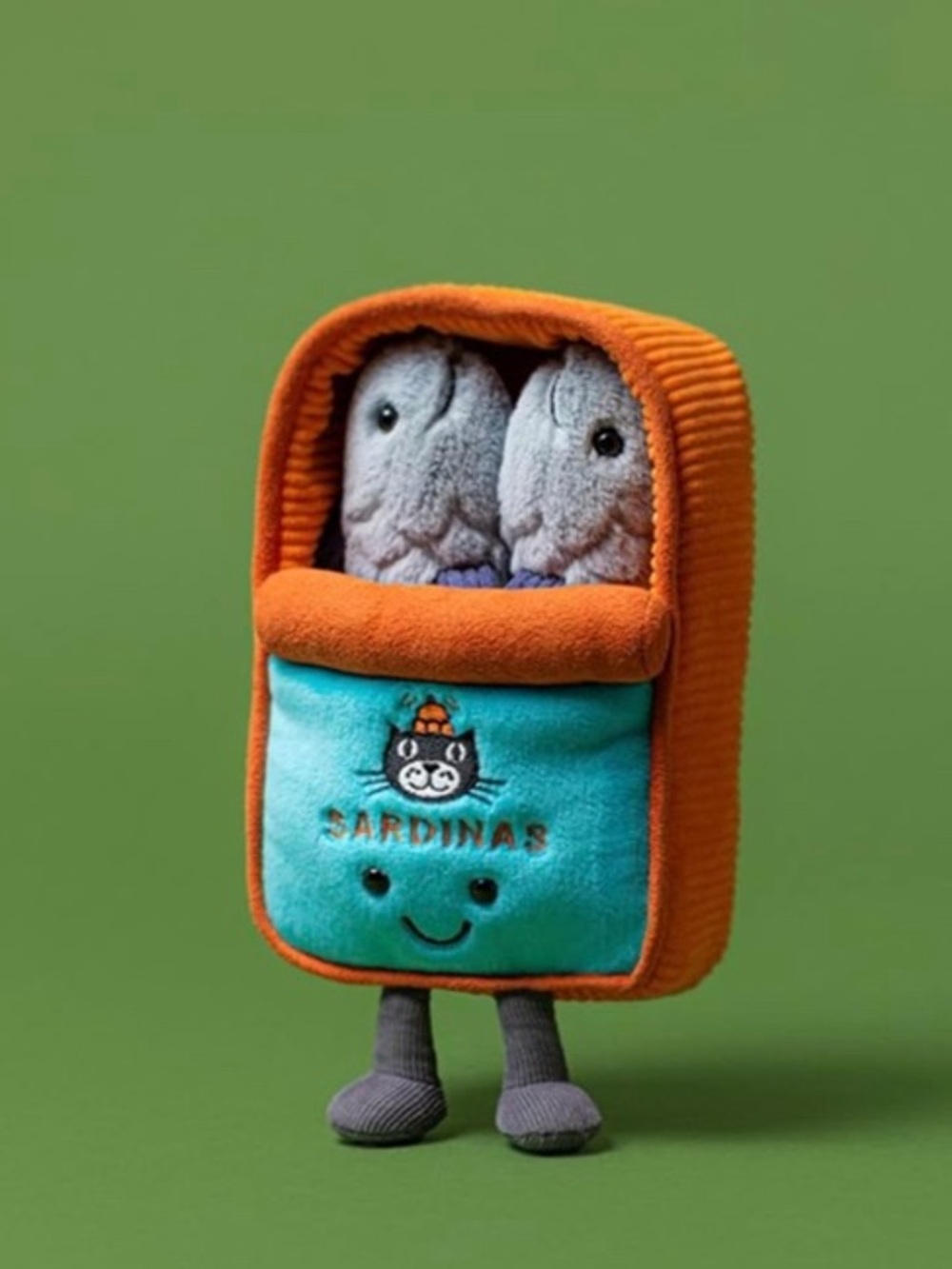 NWT Jellycat Amuseables Sardine Tin Plush - rare - orange and teal